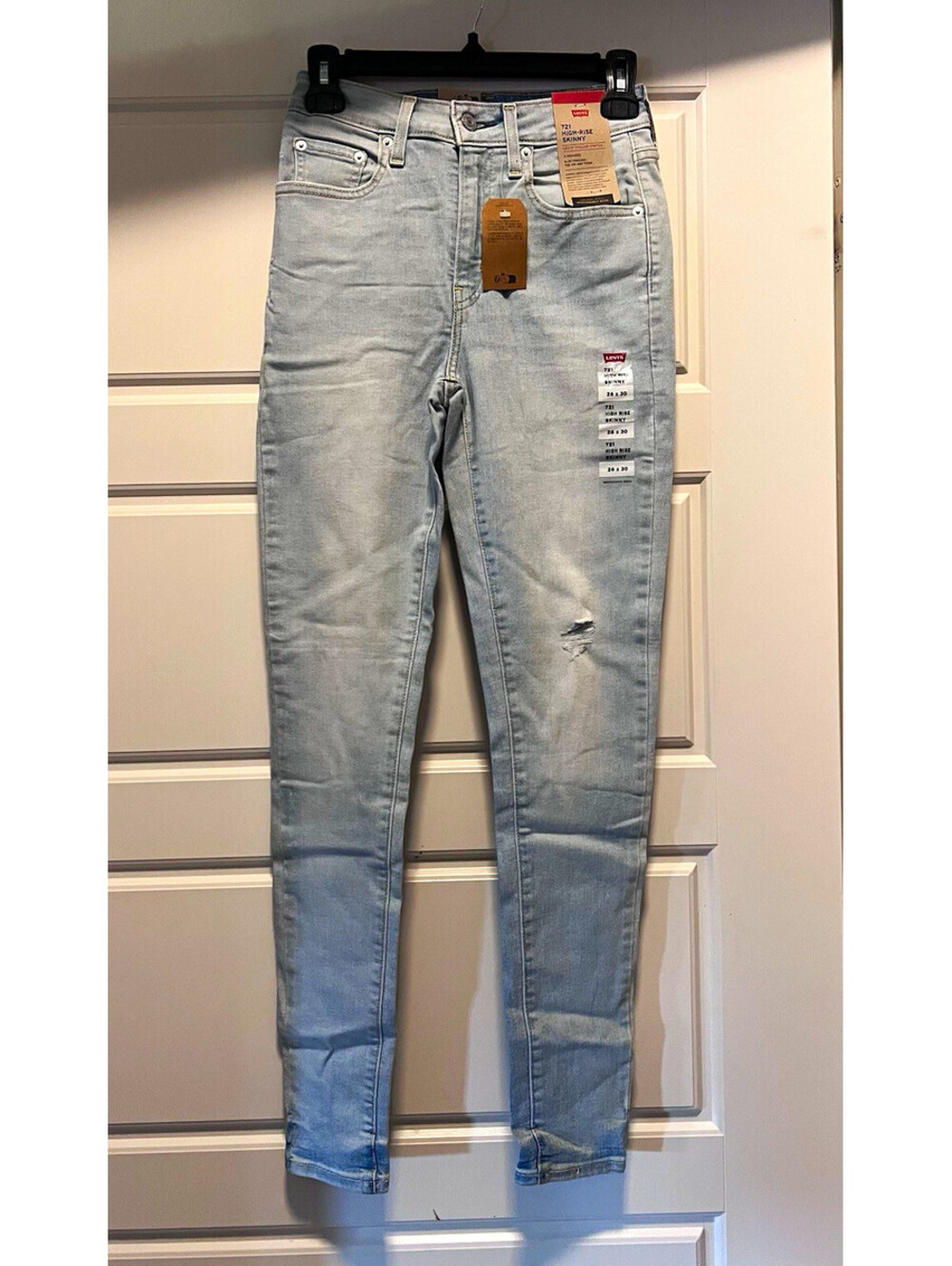 Levi's Women's Blue Solid Denim Skinny Jeans High Rise Stretch 5-Pocket